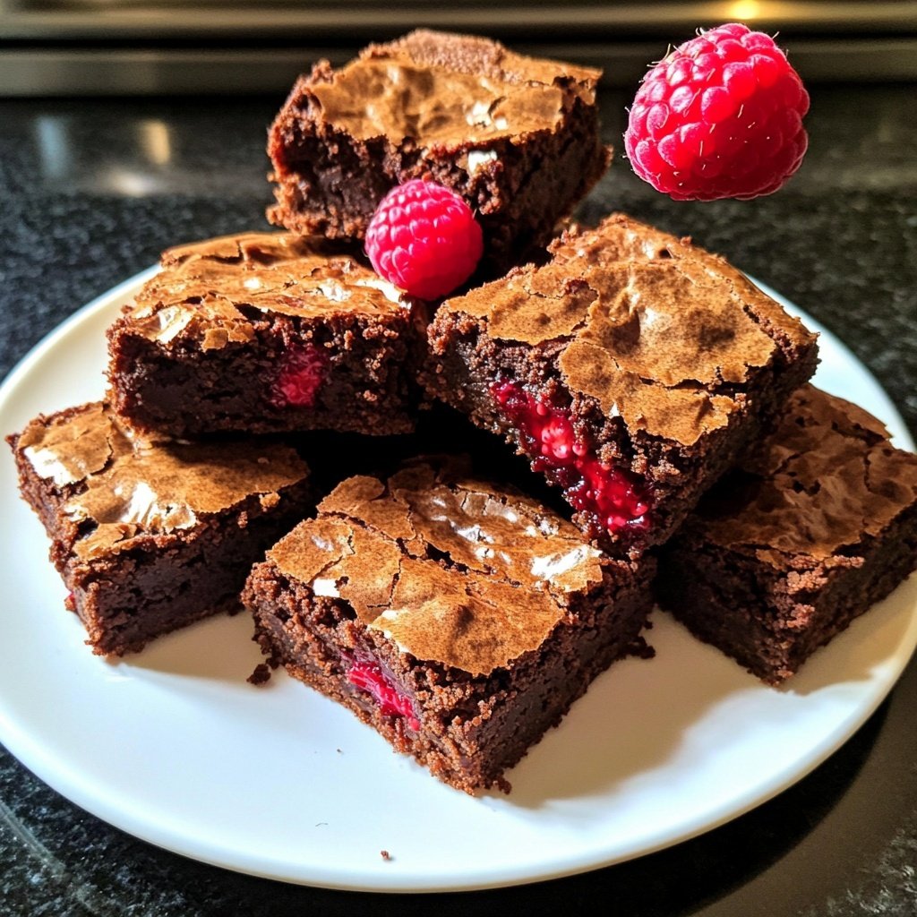 Cottage Cheese Brownies with Raspberries