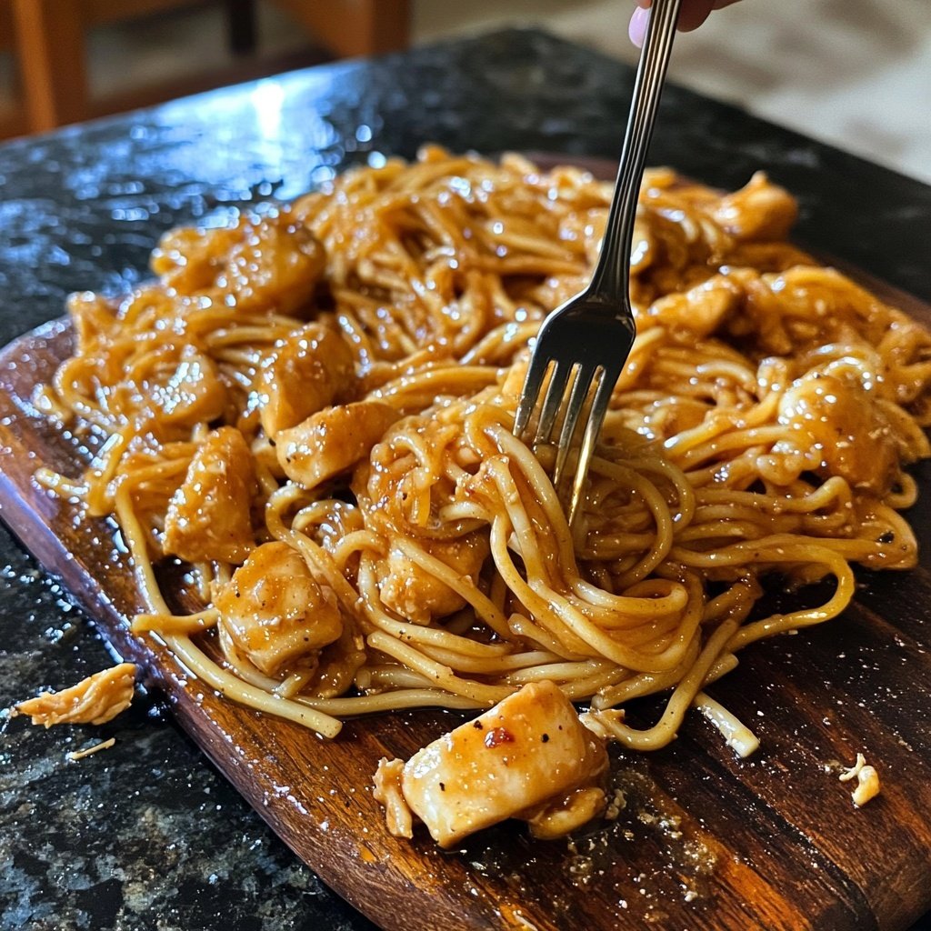 Sticky Garlic Chicken Noodles