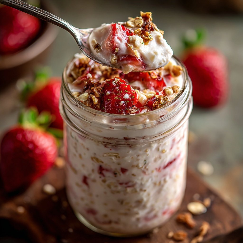 Strawberry Cream Overnight Oats