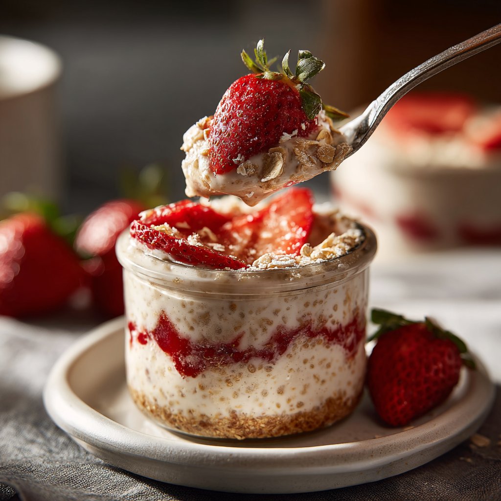 Strawberry Cheesecake Overnight Oats Meal Prep