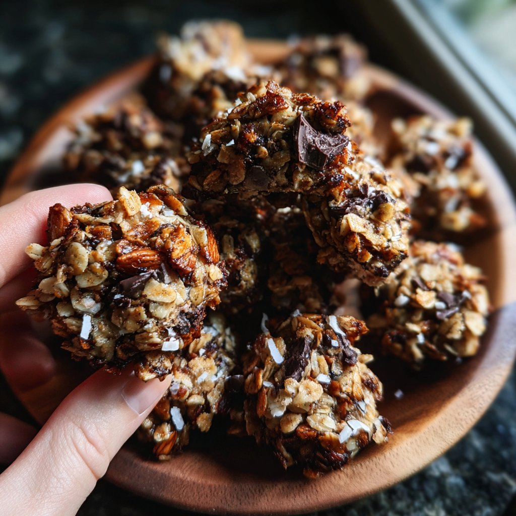 Chocolate Almond Coconut Granola Bites