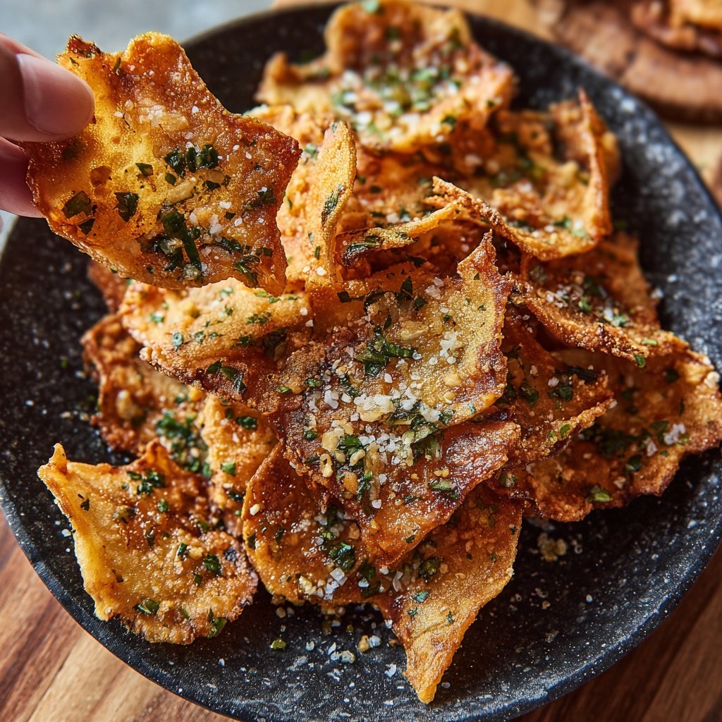 Crispy Eggplant Garlic Chips