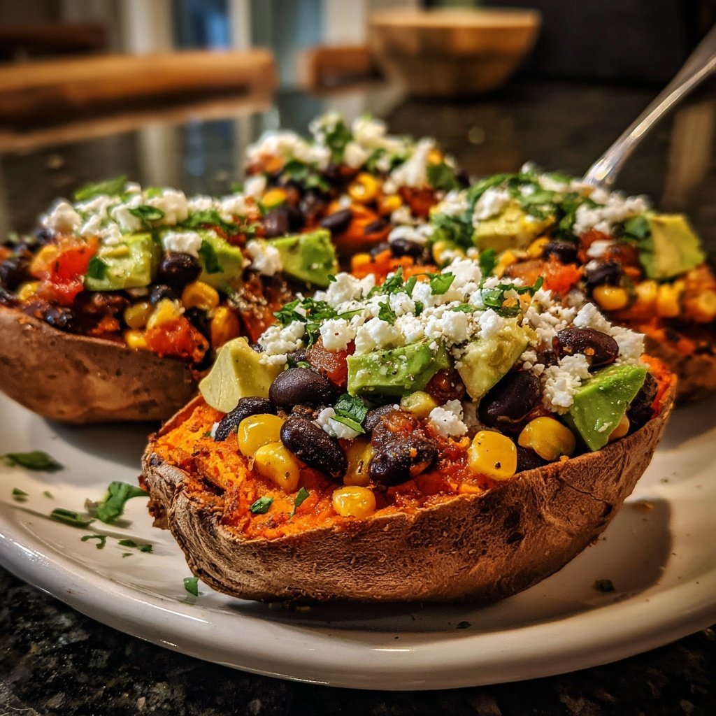 Baked Sweet Potato Veggie Boats